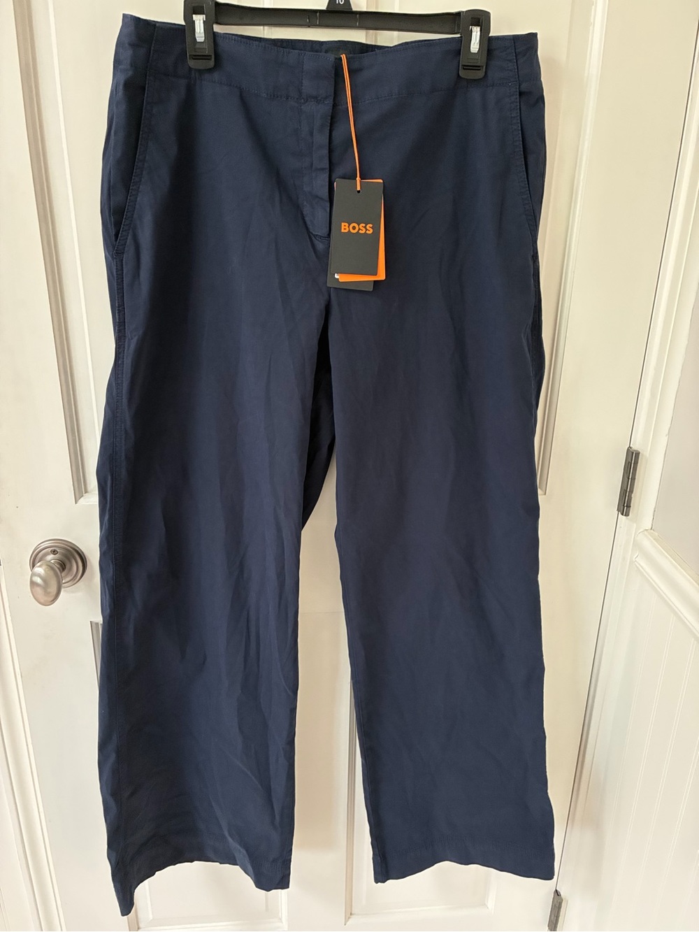 Hugo Boss Navy Wide-Leg Women's Pants with Orange Tag